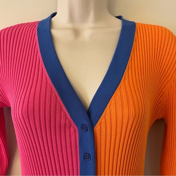 Staud x Birkenstock Pink and Orange Shoko Long Sleeve Midi Dress Medium - Picture 5 of 16